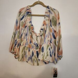 Women's Multicolor Ruffle Blouse